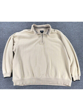 Harbor Bay 1/4 Zip Sweater Beige Pullover Long Sleeve-Men's 4XL